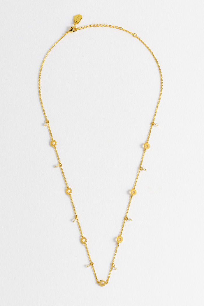 Estella Bartlett Flower Crystal Necklace Gold Plated