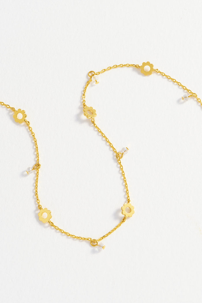 Estella Bartlett Flower Crystal Necklace Gold Plated