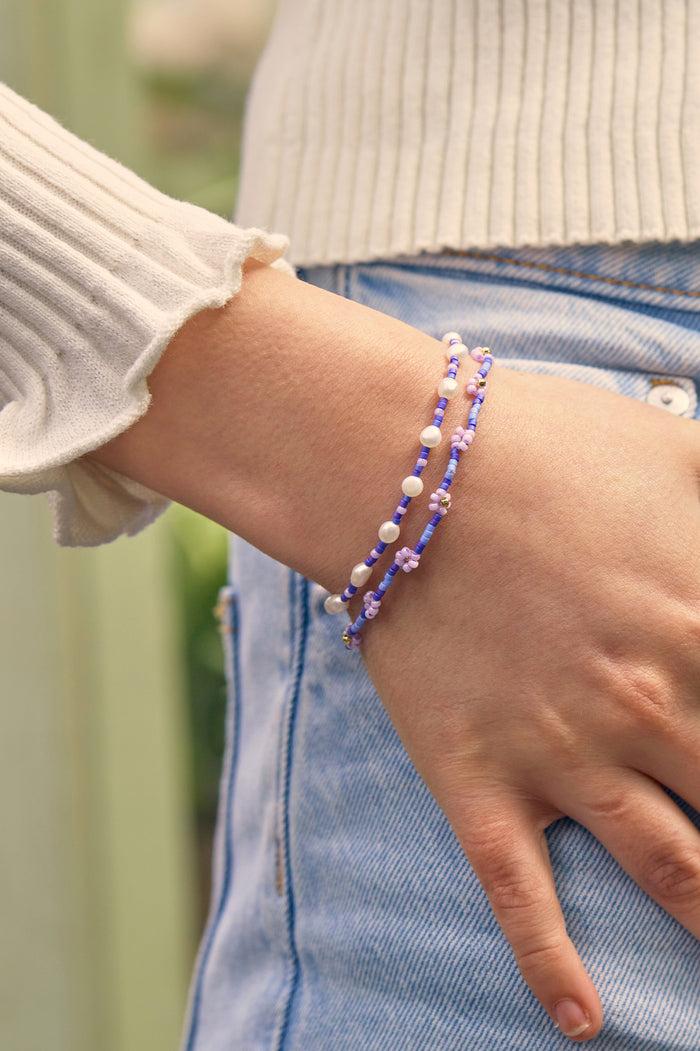 Estella Bartlett Flower Miyuki Sienna Bracelet Set Gold Plated | Pearl Multi Packaging Message: DAISY CHAIN