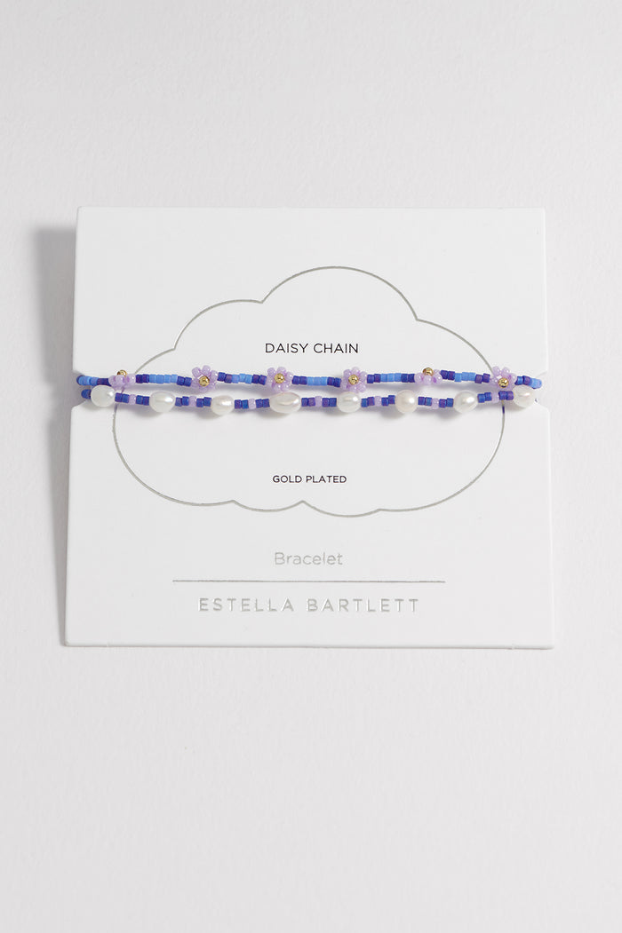 estella bartlett Flower Miyuki Sienna Bracelet Set Gold Plated | Pearl Multi Packaging Message: DAISY CHAIN