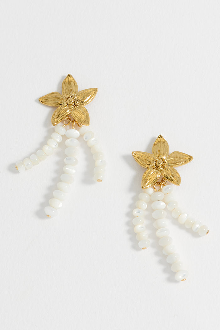estella bartlett Flower Pearl Drop Earrings Waterproof PVD Gold Plated | Pearl