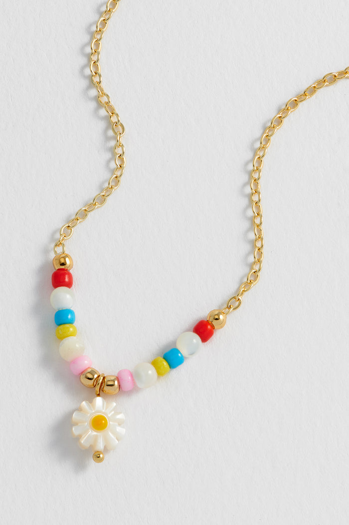 Estella Bartlett Flower Shell Bead And Chain Necklace Gold Plated | Shell Packaging Message: You're Bloomin' Perfect