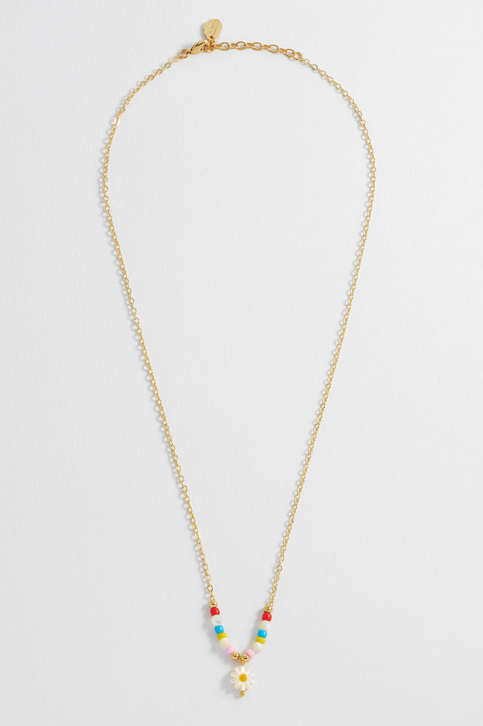 Estella Bartlett Flower Shell Bead And Chain Necklace Gold Plated | Shell Packaging Message: You're Bloomin' Perfect