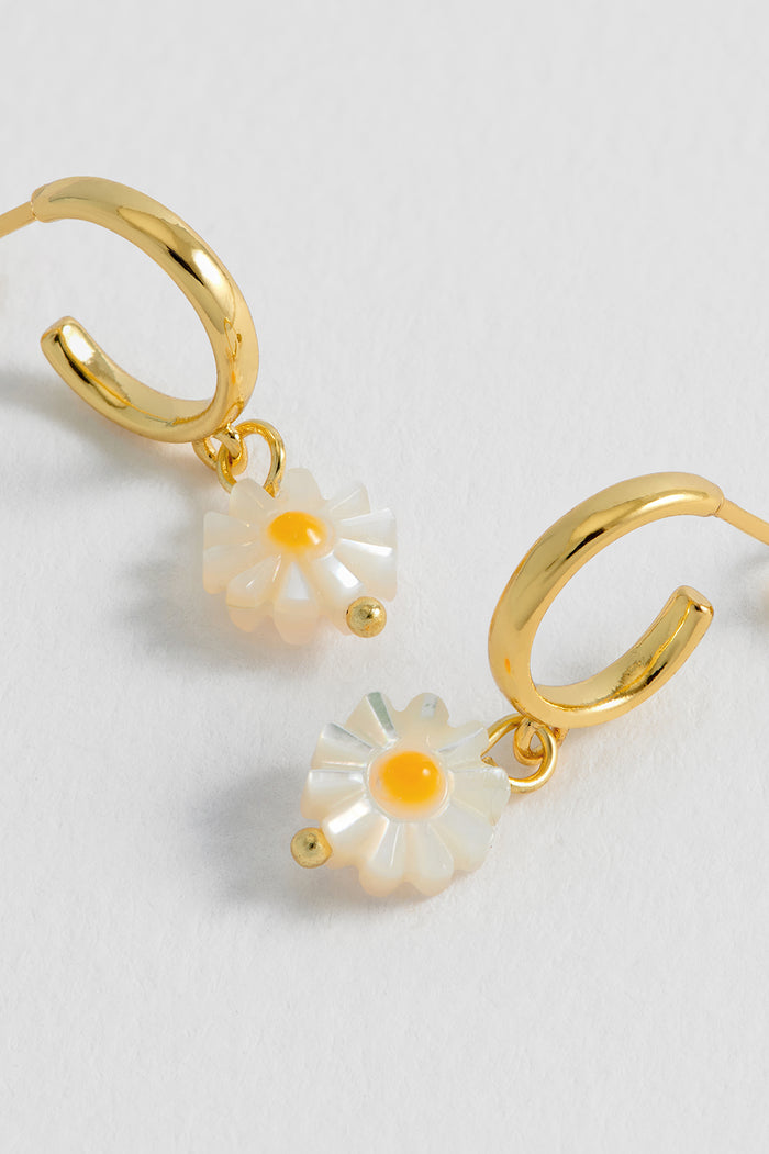 Estella Bartlett Flower Shell Hoop Earrings Gold Plated | Shell