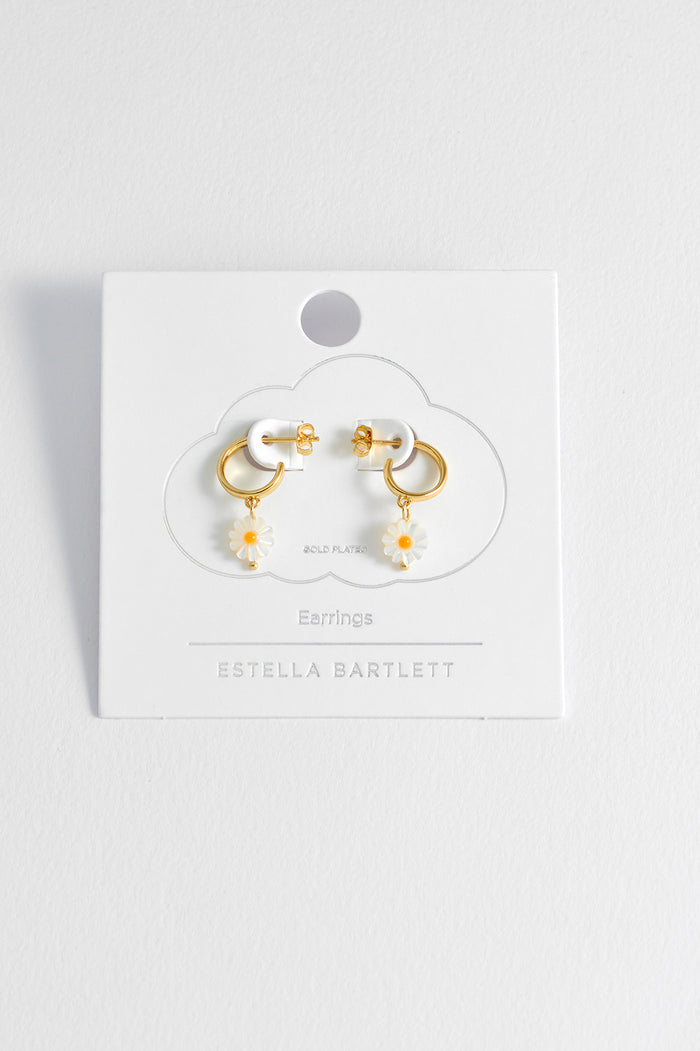 Estella Bartlett Flower Shell Hoop Earrings Gold Plated | Shell