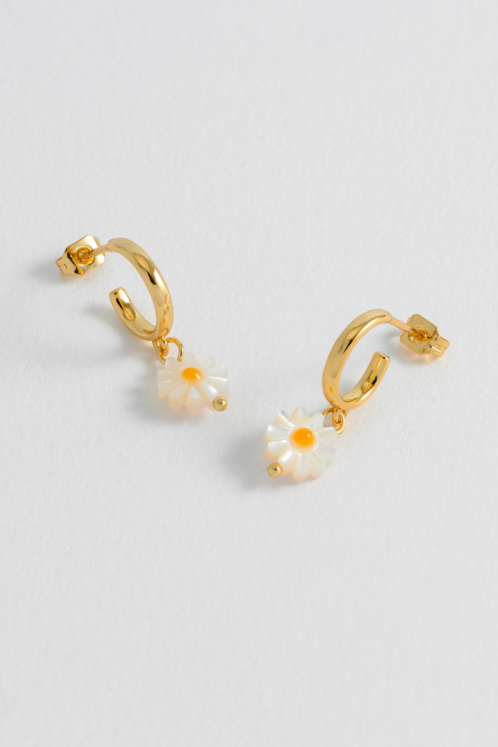 estella bartlett Flower Shell Hoop Earrings Gold Plated | Shell