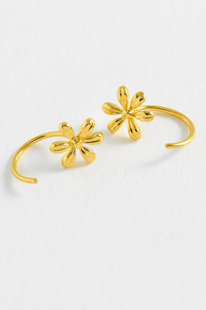 Estella Bartlett Flower Thread Through Hoops Gold Plated