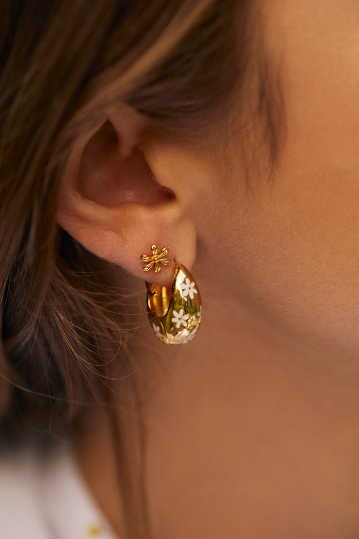 Estella Bartlett Flower Thread Through Hoops Gold Plated