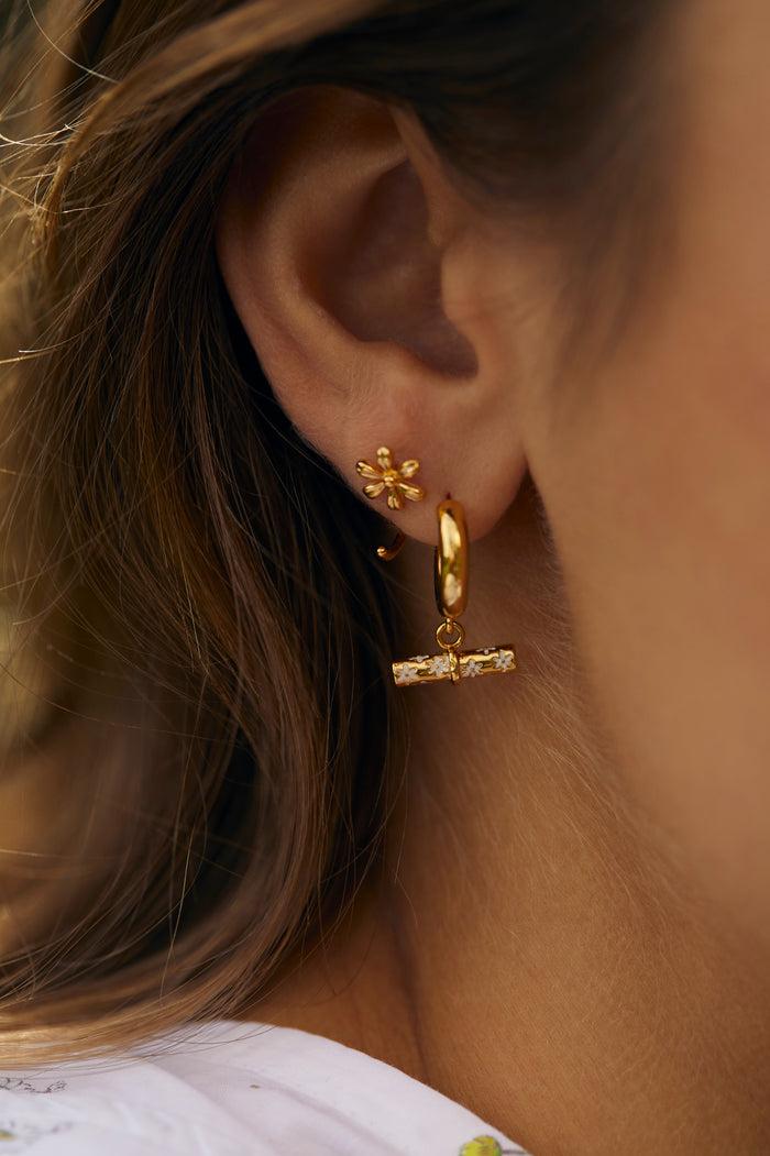 Estella Bartlett Flower Thread Through Hoops Gold Plated