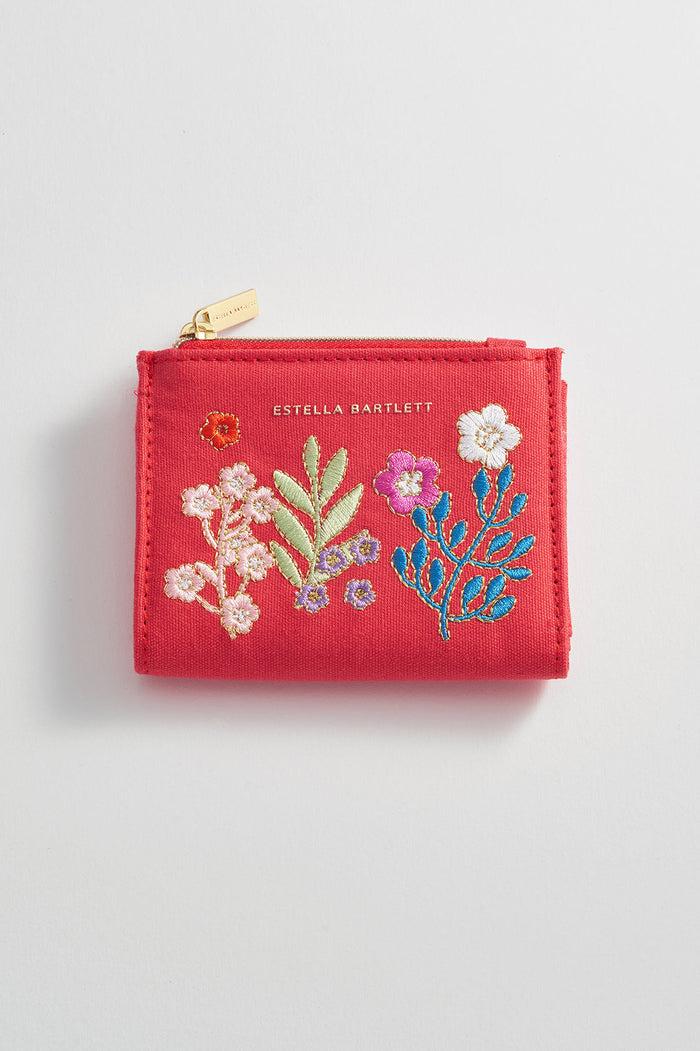 estella bartlett Folded Wallet Red Floral Embroidered