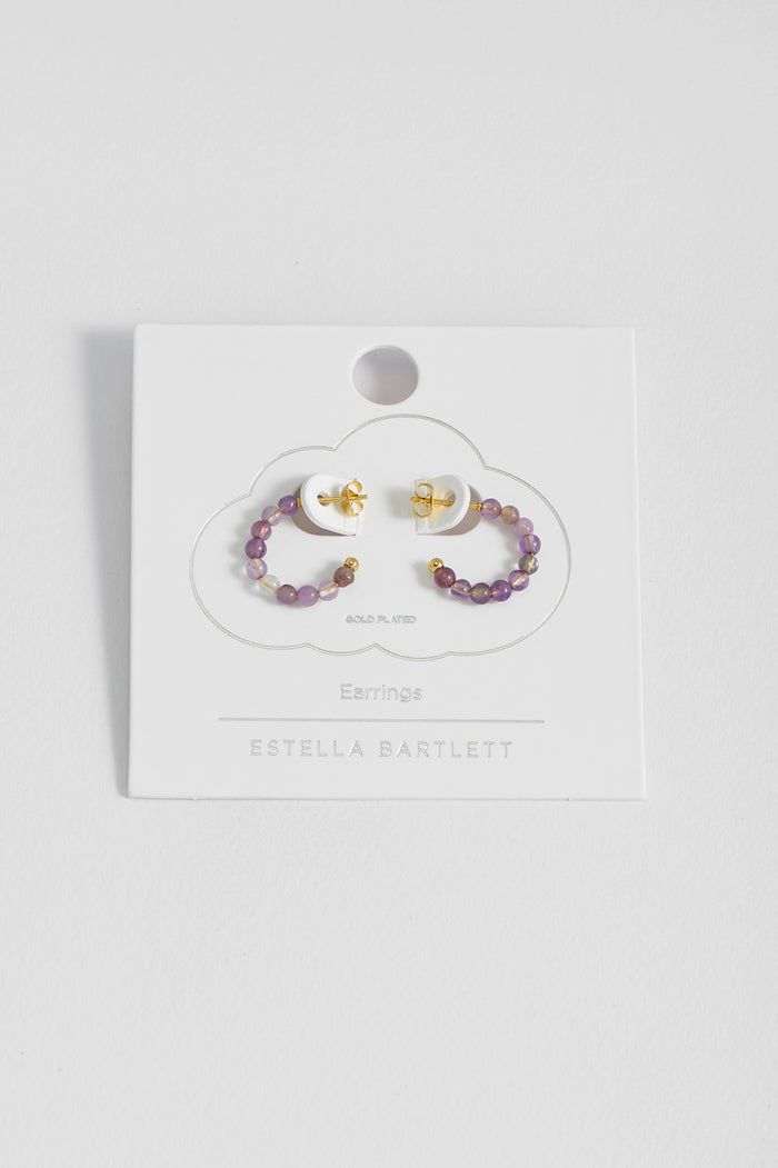 Estella Bartlett Gemstone Amelia Hoop Earrings Gold Plated | Amethyst