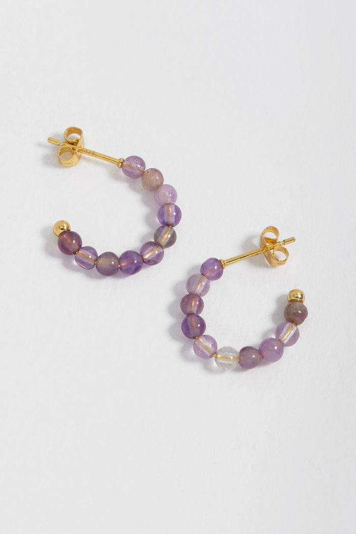 Estella Bartlett Gemstone Amelia Hoop Earrings Gold Plated | Amethyst