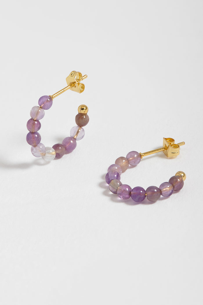 estella bartlett Gemstone Amelia Hoop Earrings Gold Plated | Amethyst