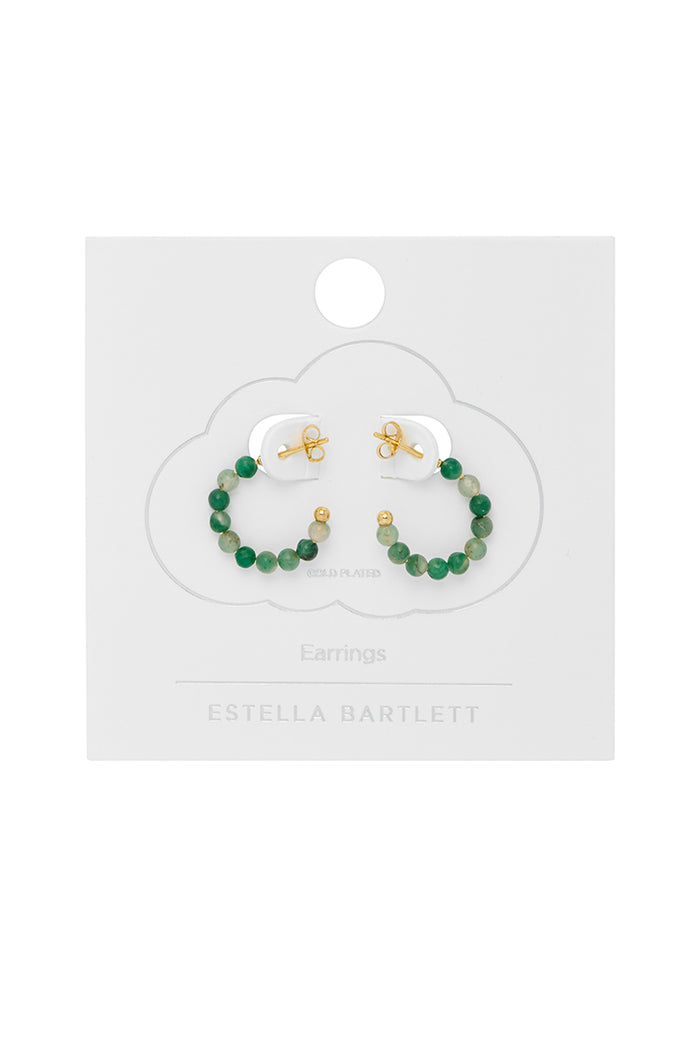 Estella Bartlett Gemstone Amelia Hoop Earrings Gold Plated | Green Agate