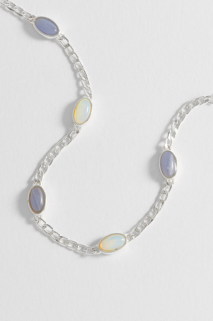 Estella Bartlett Gemstone Chain Bracelet Silver Plated | Moonstone And Blue Lace Agate