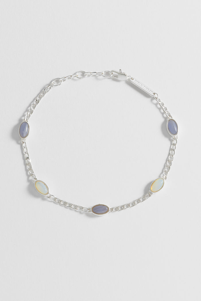 estella bartlett Gemstone Chain Bracelet Silver Plated | Moonstone and Blue Lace Agate