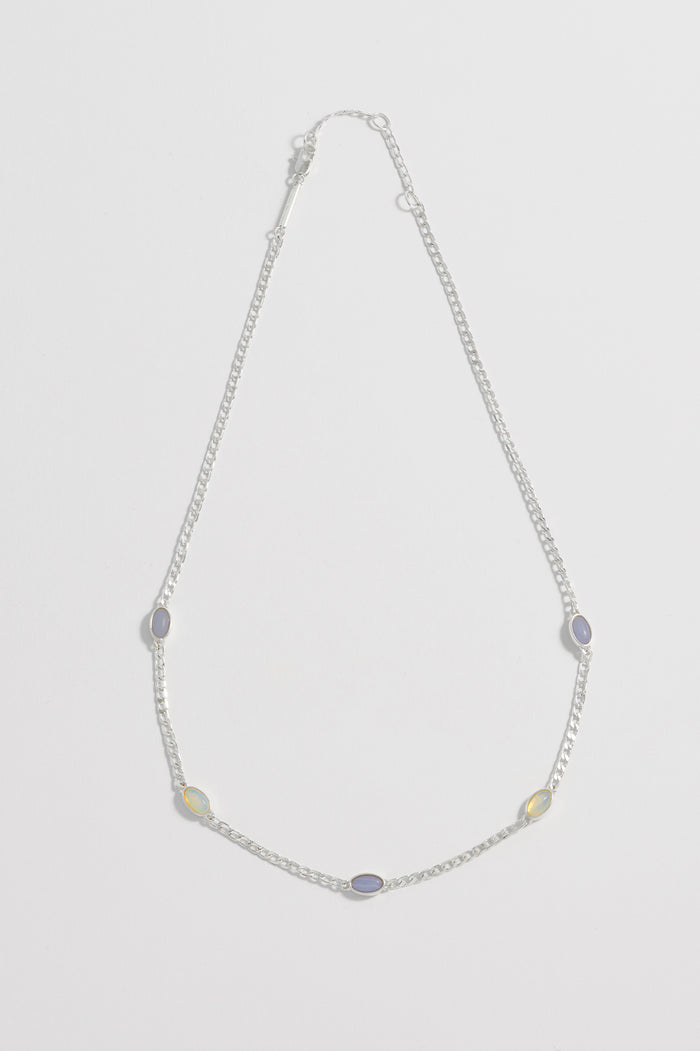 Estella Bartlett Gemstone Chain Necklace Silver Plated | Moonstone And Blue Lace Agate