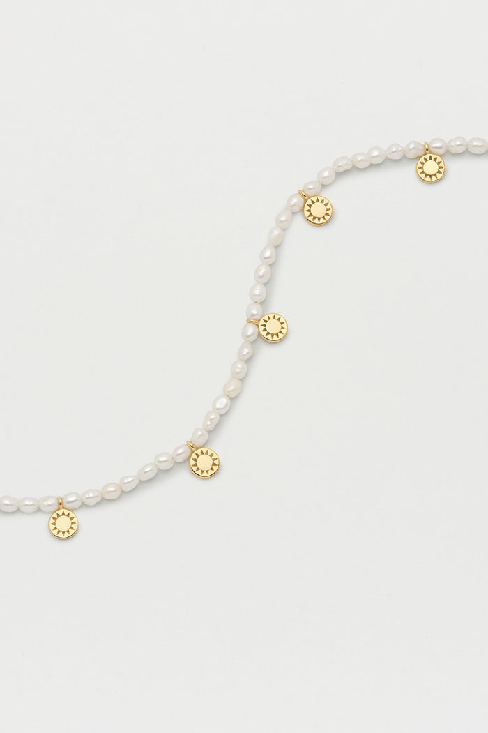 Estella Bartlett Gemstone Charm Anklet Gold Plated | Pearl