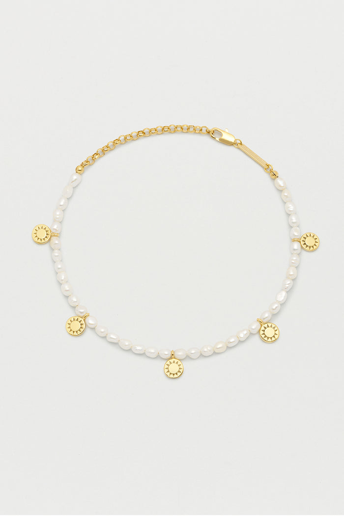 estella bartlett Gemstone Charm Anklet Gold Plated | Pearl