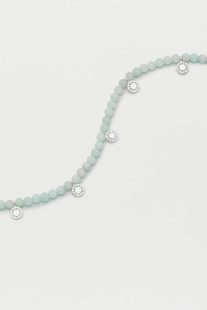 Estella Bartlett Gemstone Charm Anklet Silver Plated | Amazonite
