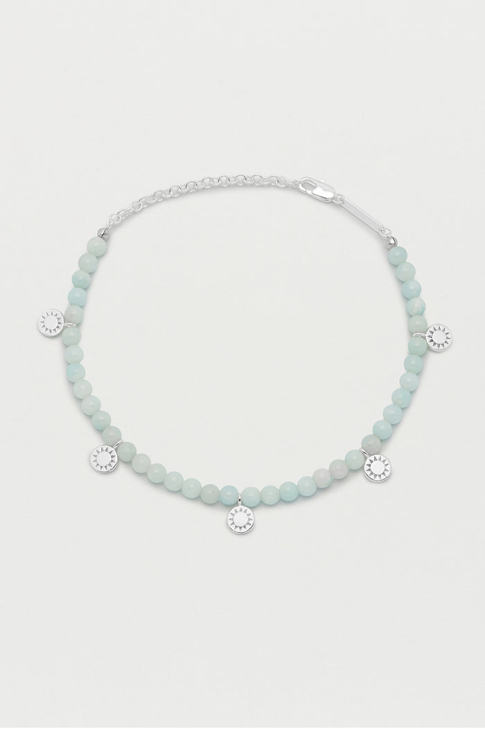estella bartlett Gemstone Charm Anklet Silver Plated | Amazonite