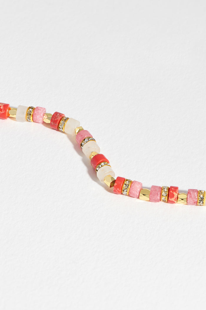 Estella Bartlett Gemstone Coco Amelia Bracelet Gold Plated | Pink Agate