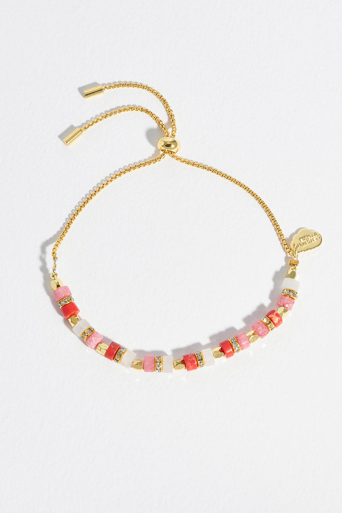 estella bartlett Gemstone Coco Amelia Bracelet Gold Plated | Pink Agate