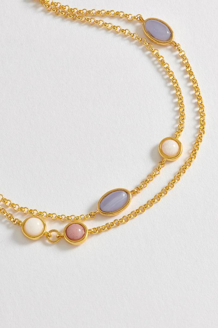 Estella Bartlett Gemstone Double Chain Bracelet Gold Plated | Multi
