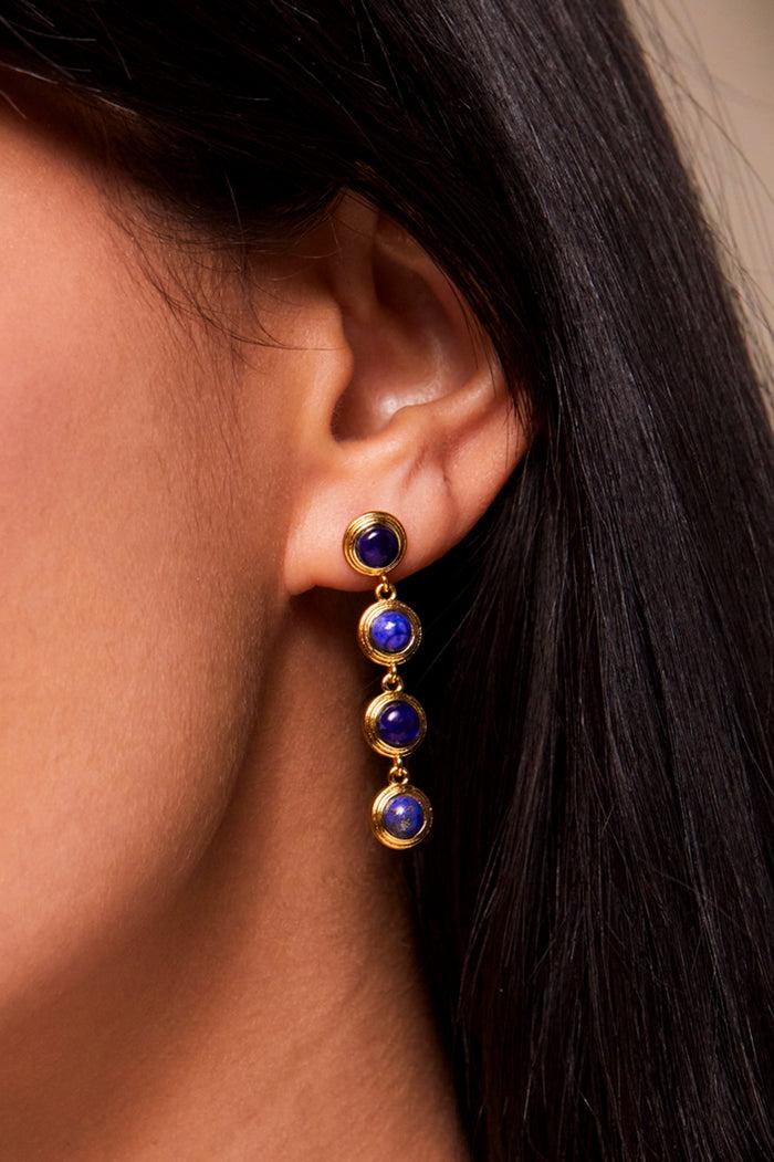 Estella Bartlett Gemstone Drop Earrings Gold Plated | Lapis
