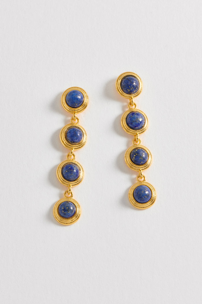 Estella Bartlett Gemstone Drop Earrings Gold Plated | Lapis