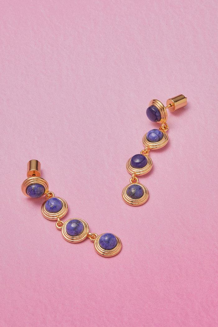 Estella Bartlett Gemstone Drop Earrings Gold Plated | Lapis