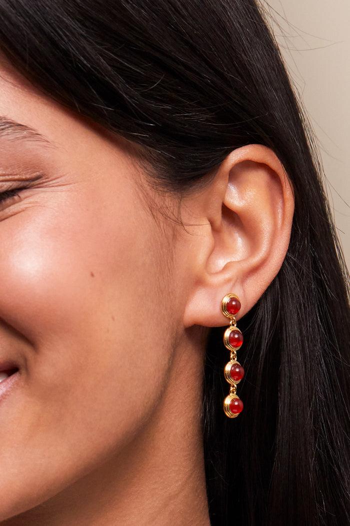 Estella Bartlett Gemstone Drop Earrings Gold Plated | Red Agate