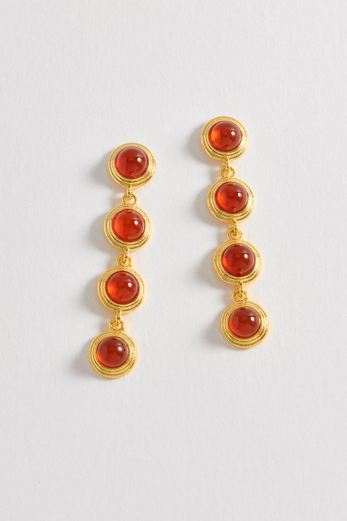 Estella Bartlett Gemstone Drop Earrings Gold Plated | Red Agate