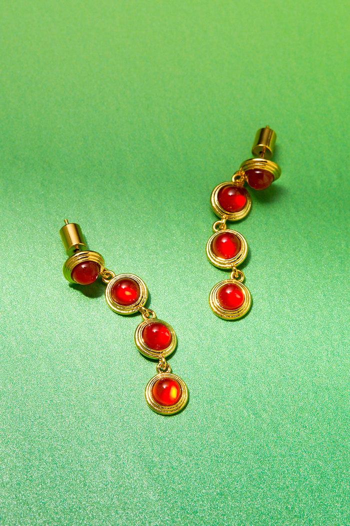 Estella Bartlett Gemstone Drop Earrings Gold Plated | Red Agate