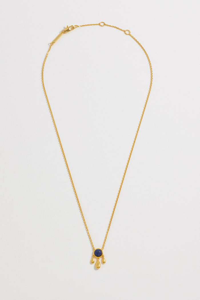 Estella Bartlett Gemstone Droplet Pendant Necklace Gold Plated | Lapis
