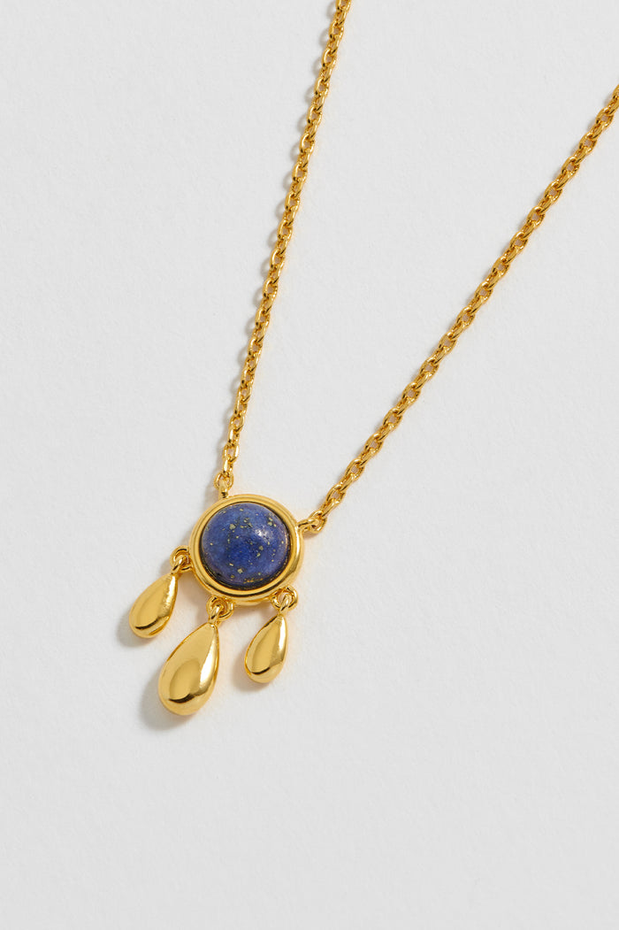estella bartlett Gemstone Droplet Pendant Necklace Gold Plated | Lapis