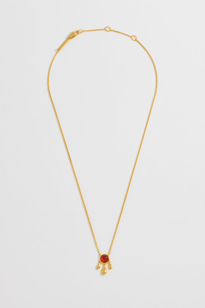 Estella Bartlett Gemstone Droplet Pendant Necklace Gold Plated | Red Agate