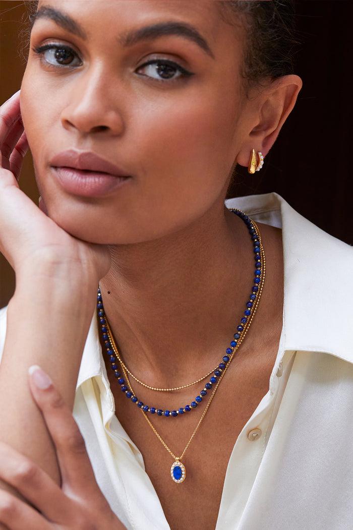 Estella Bartlett Gemstone Duo Necklace Gold Plated | Lapis