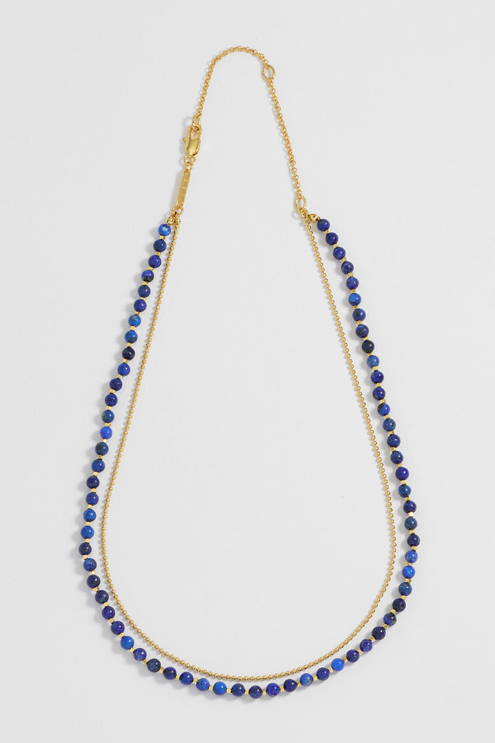 Estella Bartlett Gemstone Duo Necklace Gold Plated | Lapis