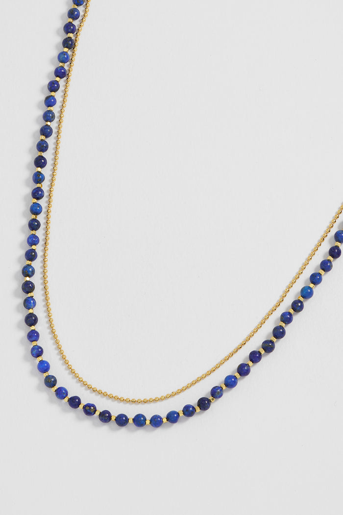 Estella Bartlett Gemstone Duo Necklace Gold Plated | Lapis