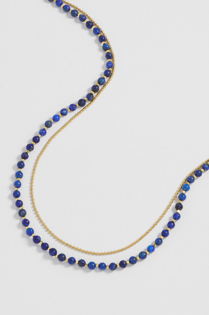 estella bartlett Gemstone Duo Necklace Gold Plated | Lapis