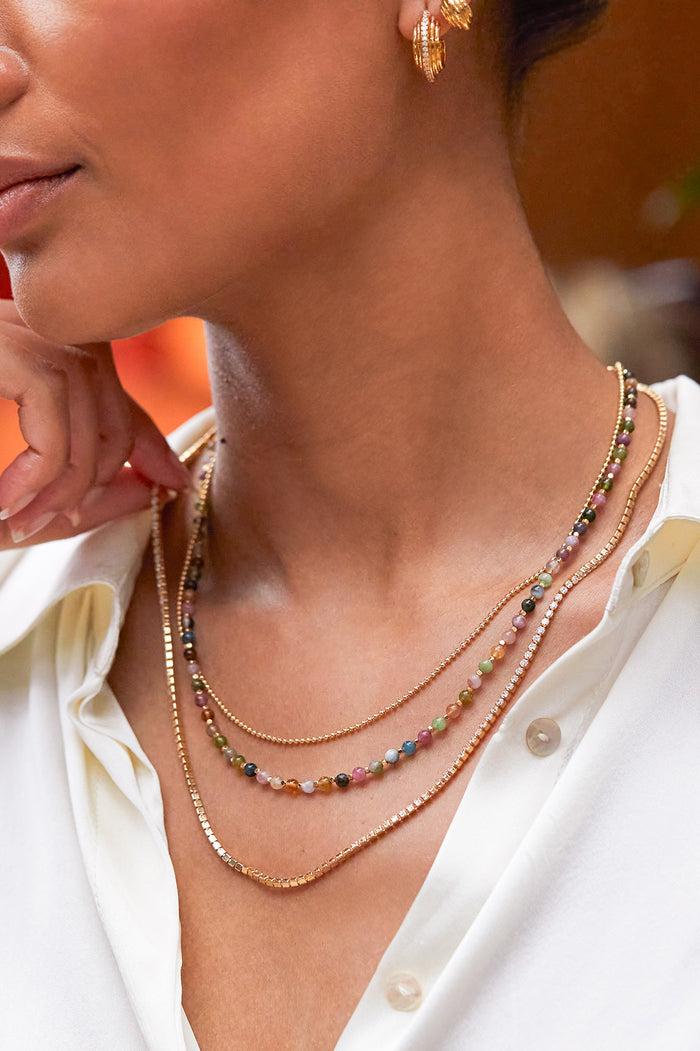 Estella Bartlett Gemstone Duo Necklace Gold Plated | Tourmaline