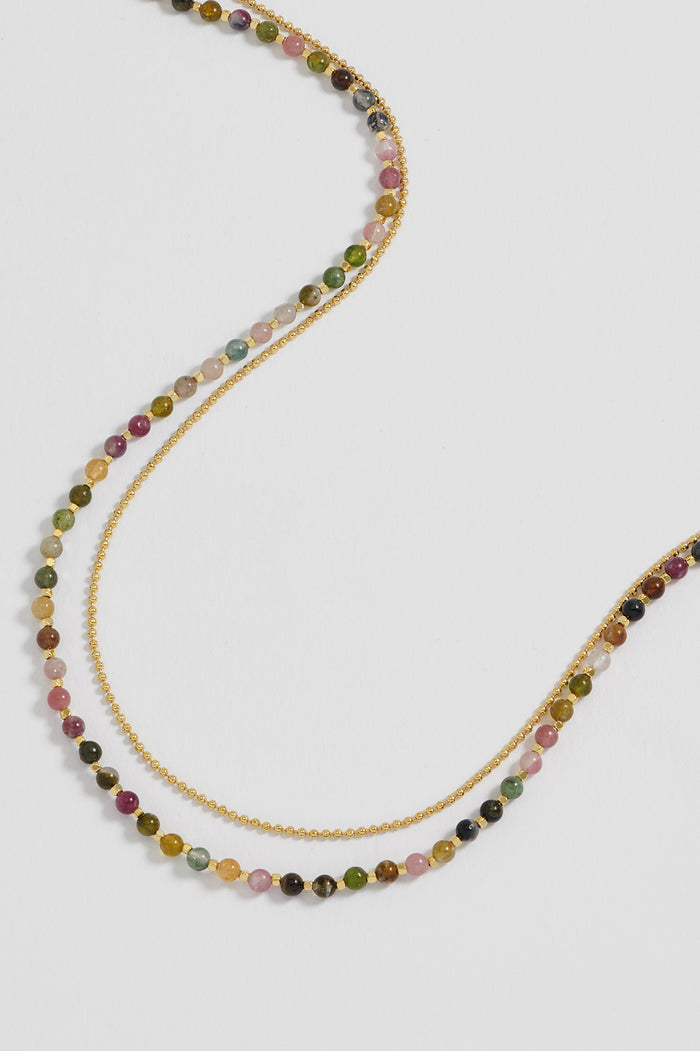 estella bartlett Gemstone Duo Necklace Gold Plated | Tourmaline