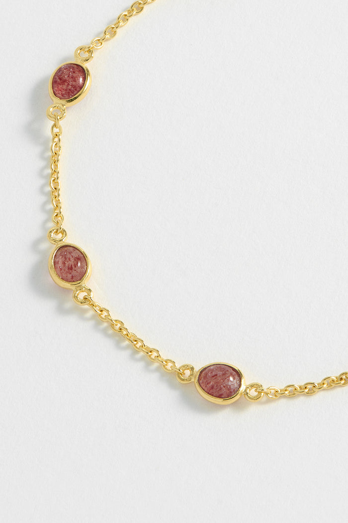 Estella Bartlett Gemstone Slider Bracelet Gold Plated | Cherry Quartz