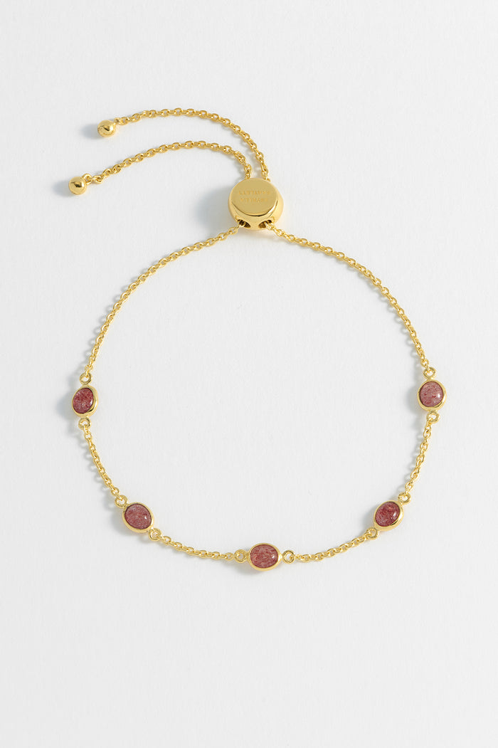 estella bartlett Gemstone Slider Bracelet Gold Plated | Cherry Quartz