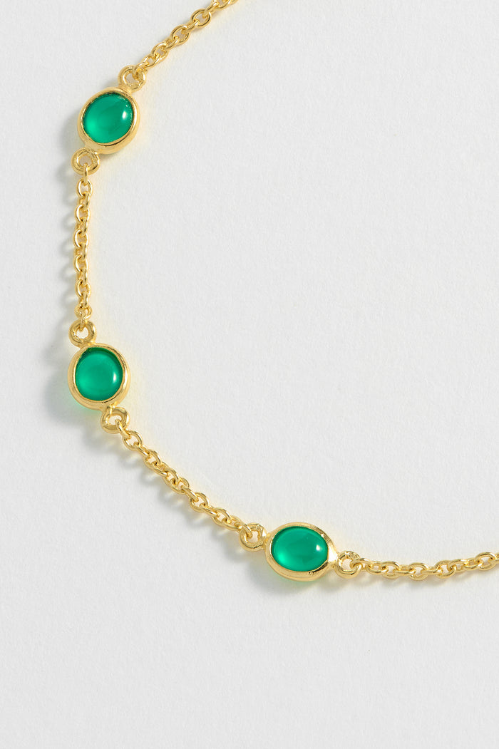 Estella Bartlett Gemstone Slider Bracelet Gold Plated | Green Onyx