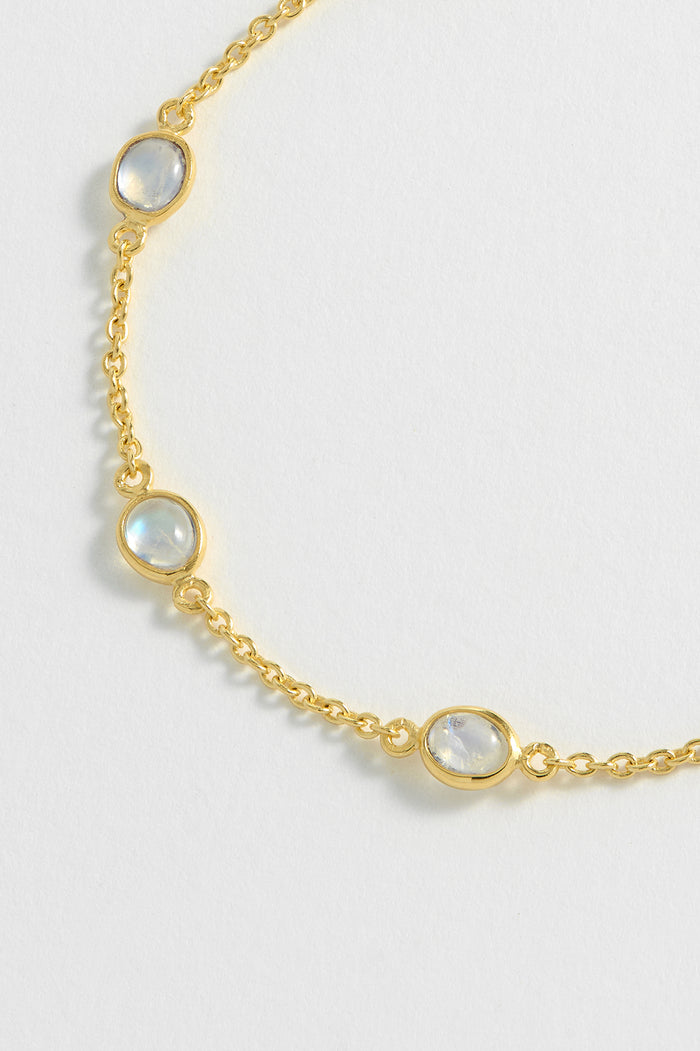 Estella Bartlett Gemstone Slider Bracelet Gold Plated | Rainbow Moonstone