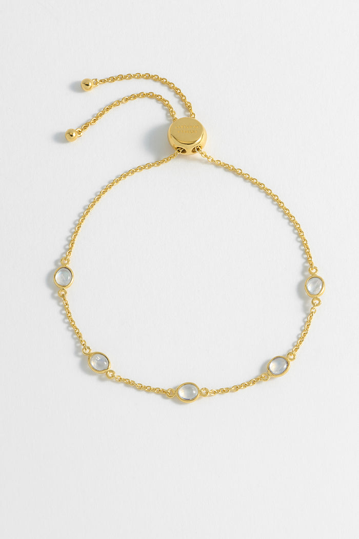 estella bartlett Gemstone Slider Bracelet Gold Plated | Rainbow Moonstone