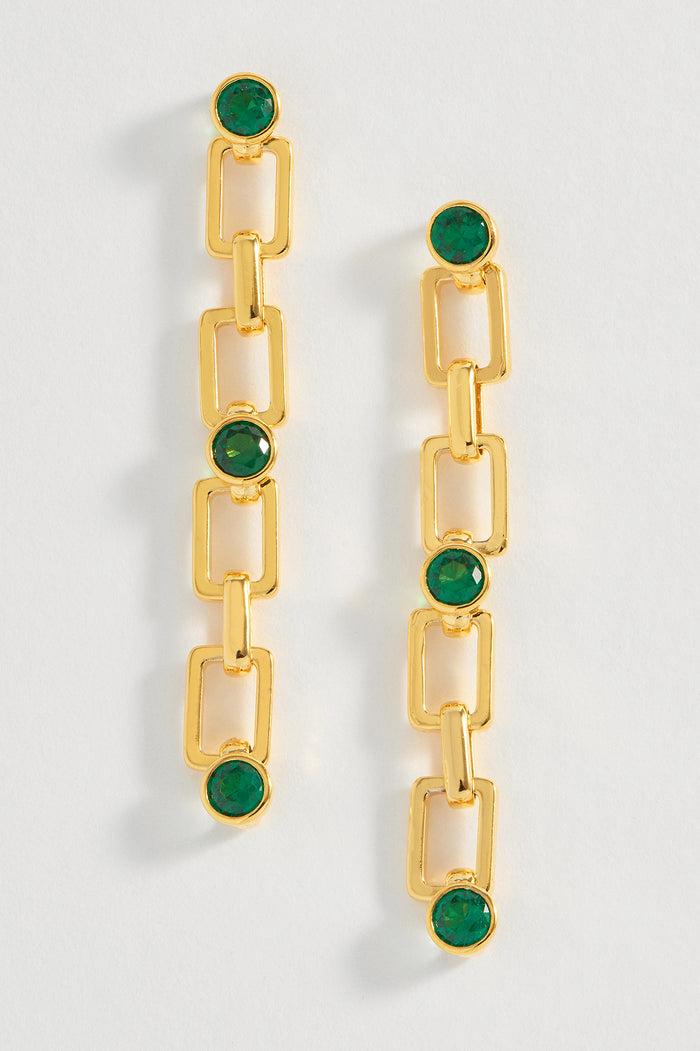 Estella Bartlett Gemstone Square Drop Earrings Gold Plated | Green