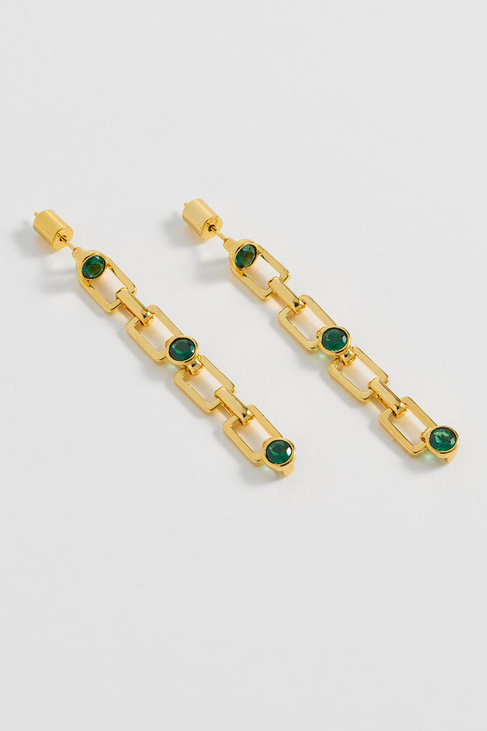 estella bartlett Gemstone Square Drop Earrings Gold Plated | Green